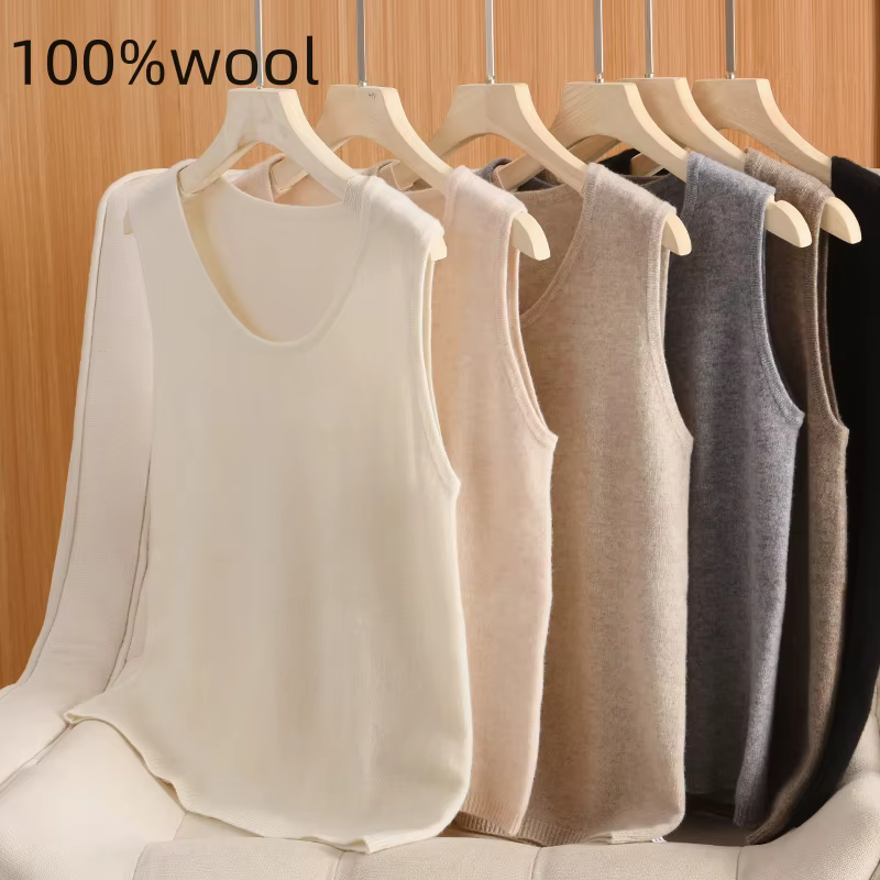 Gilet en laine à col rond pour femme