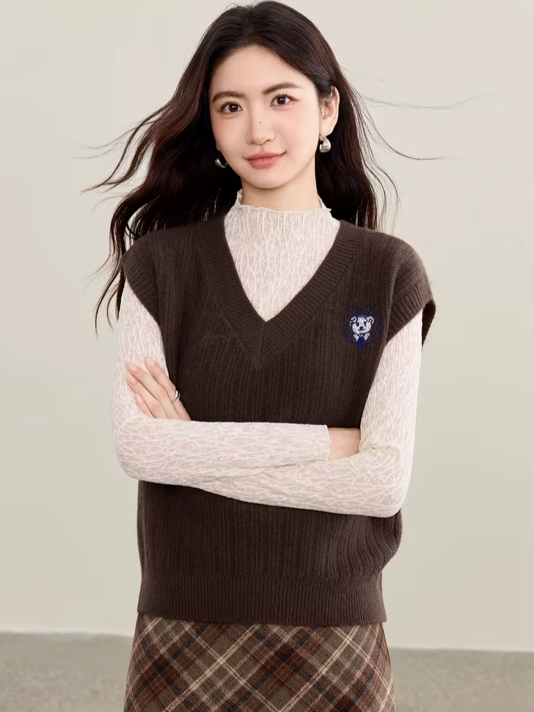 Gilet pull sans manches style universitaire pour femme SENTUBILA
