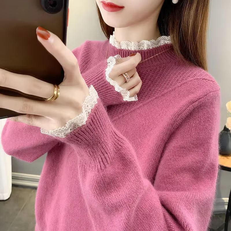 Pull en maille à col roulé pour femme