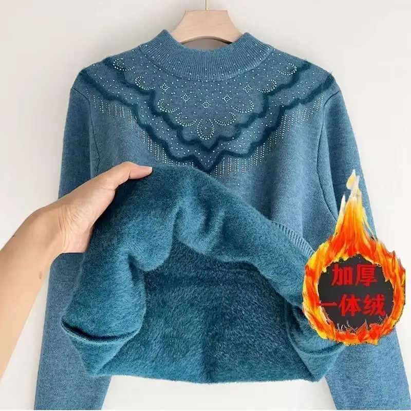 Pull épais en velours pour femmes