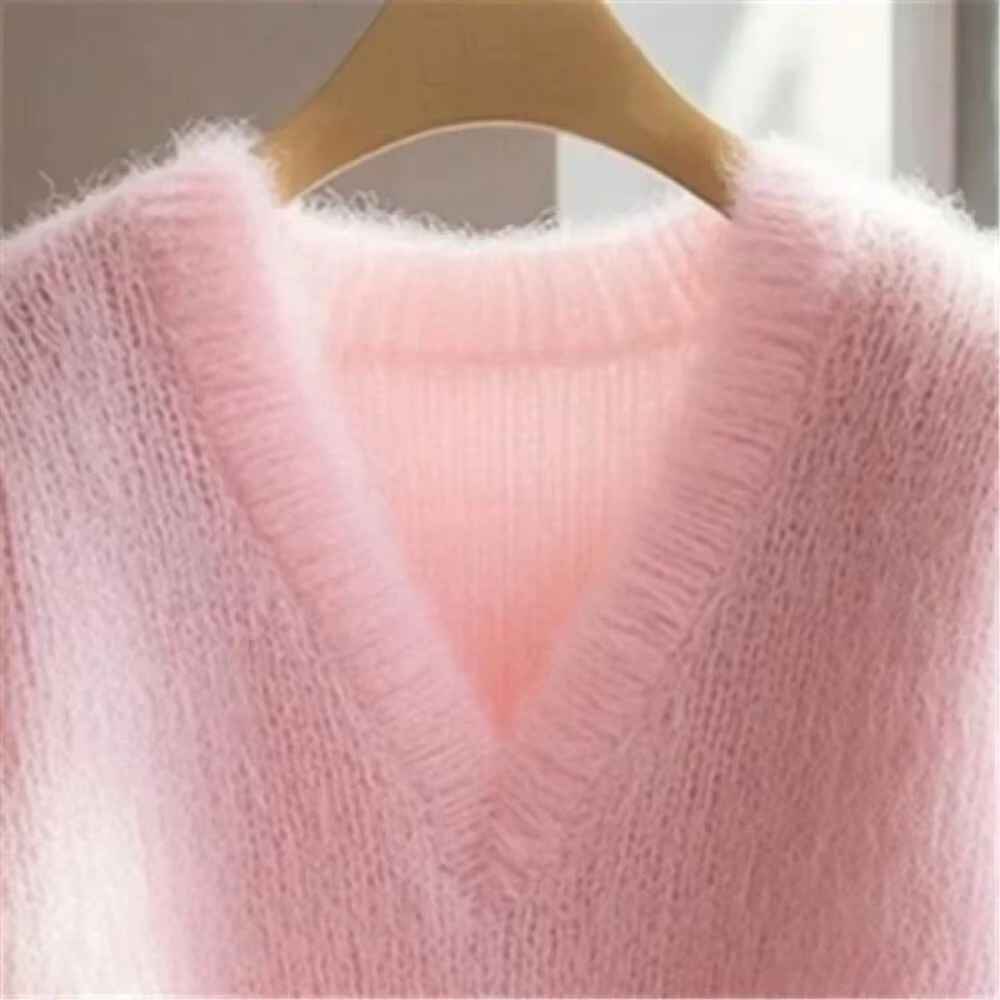 Pull en maille rose pastel pour femme
