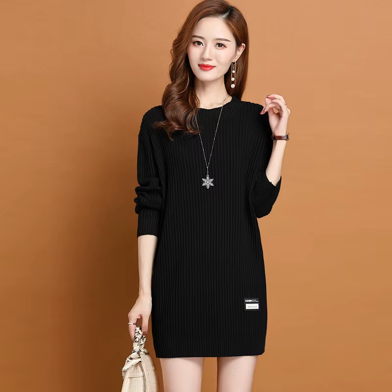 Nouveau mi-long à manches longues col rond femmes Pull nouveaux pulls automne hiver hauts femme