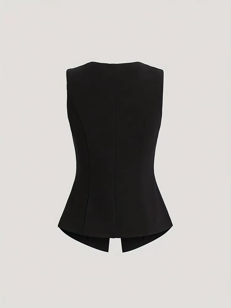 Nouveau grande taille solide bouton en métal mince haut sans manches élégant