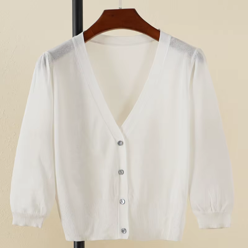 Cardigan femme ete légère crop top manche longue en crochet pull laine à tricoter fin jersey vêtements 2025 haut pulle