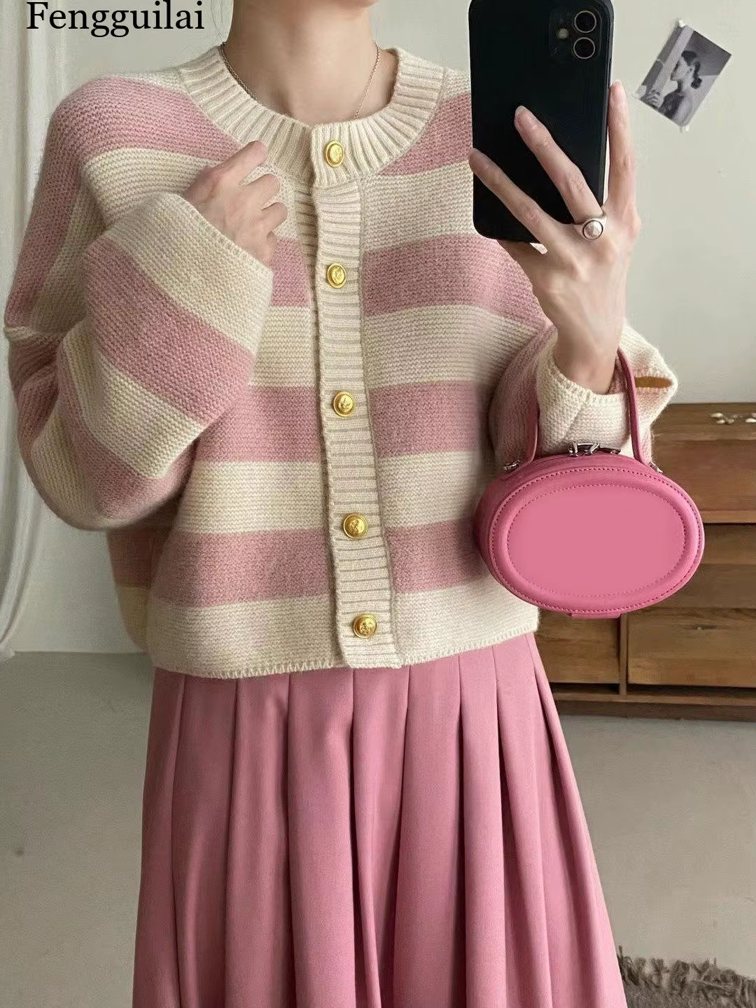 Cardigan rayé en tricot ample pour femme