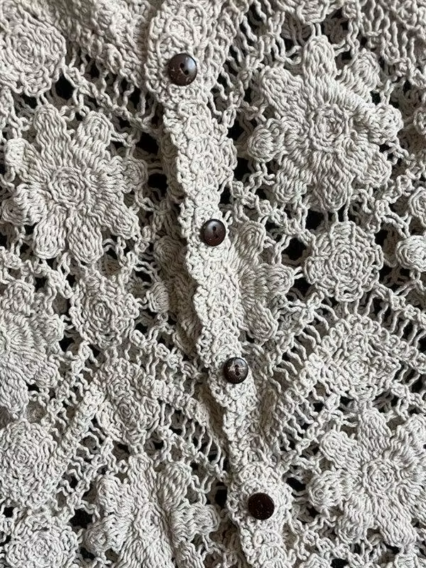 Gilet en crochet floral brodé pour femme