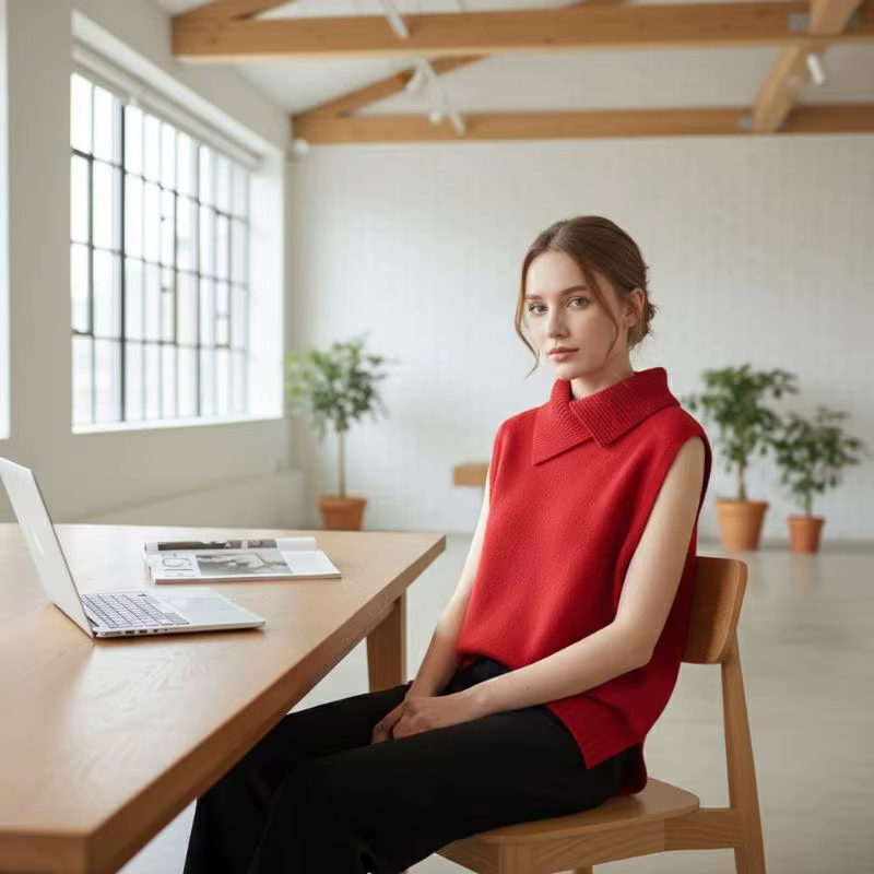 Gilet tricoté sans manches pour femme