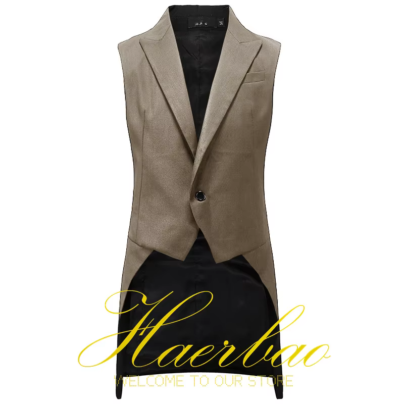 Gilet de costume pour hommes, veste longue sans manches, vêtements de fête formels, gilet de marié, coupe cintrée