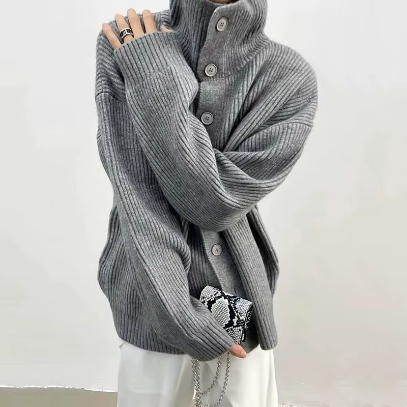 Nouveau pull simple à col roulé pour femme
