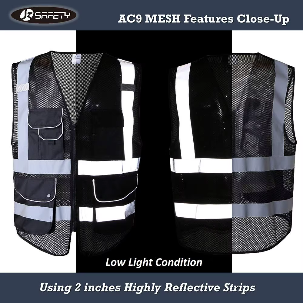 Gilets de sécurité de police à haute visibilité, veste de cavalier, maille respirante, tissu pour les zones chaudes du désert