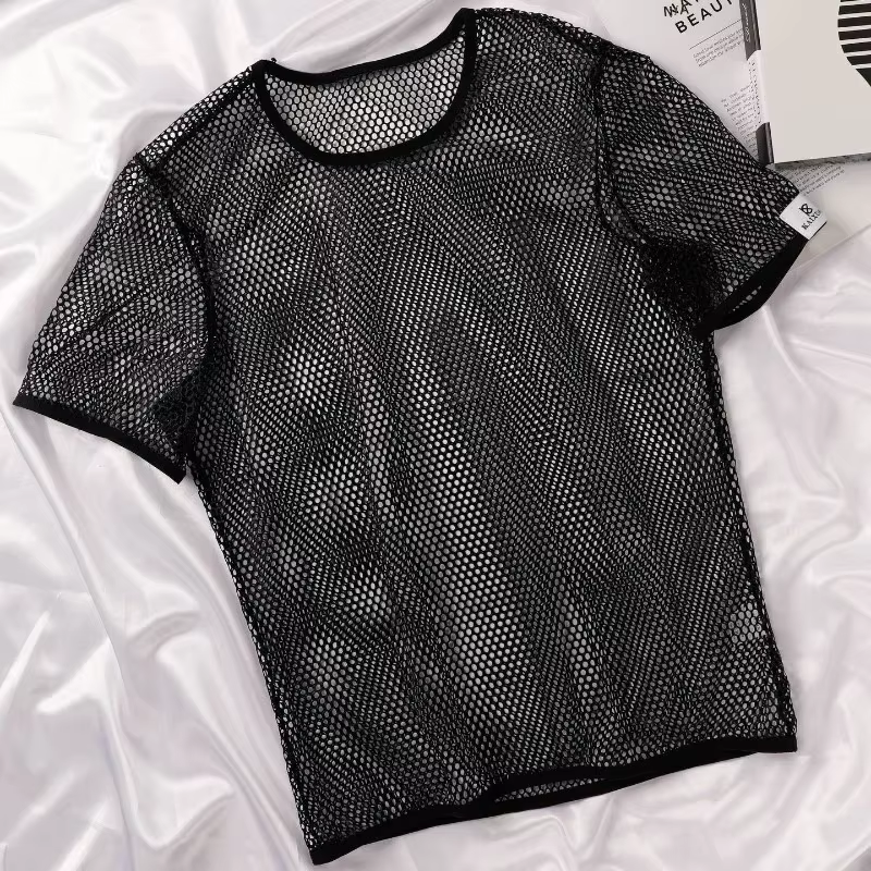 T-Shirt en maille ajourée pour hommes, respirant, Sport, transparent, Streetwear, léger, débardeur décontracté, été, nouveautés