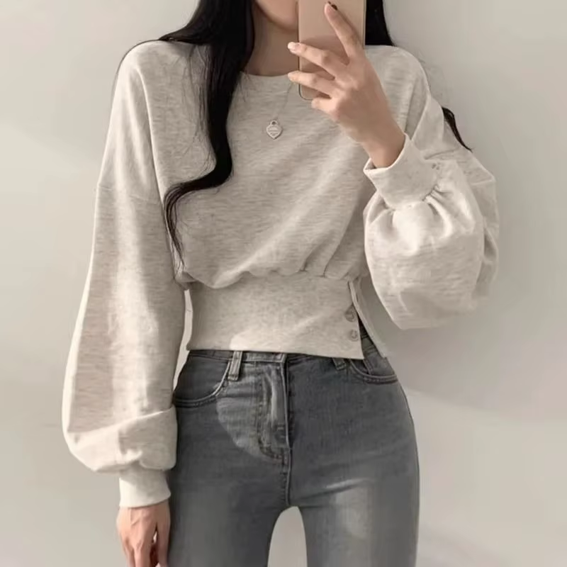 Pull uni pour femme, haut esthétique basique