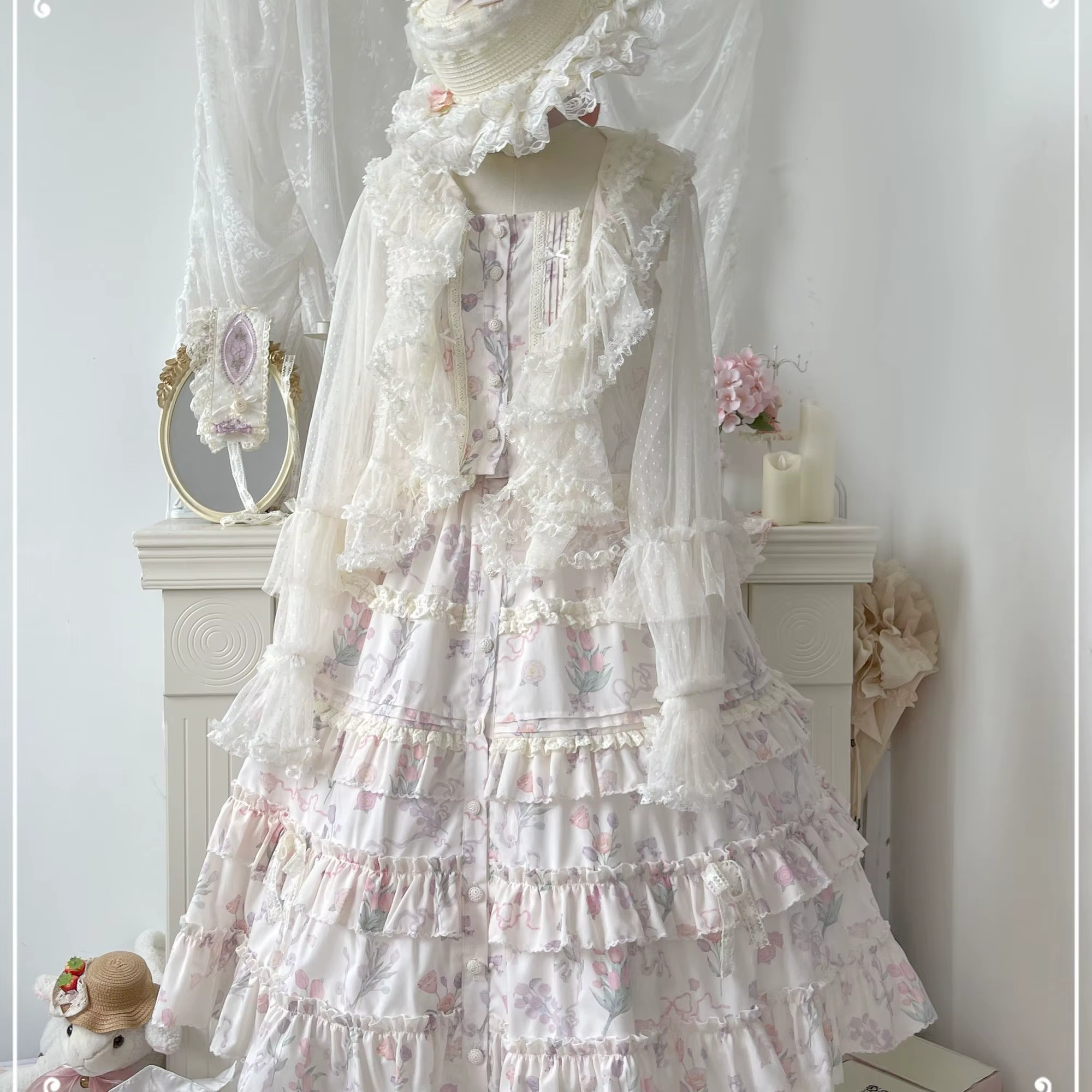 Automne Lolita doux mignon blanc Cardigan chemise femmes décontracté à manches longues couverture en dentelle mince Kawaii filles Blouse Shaw