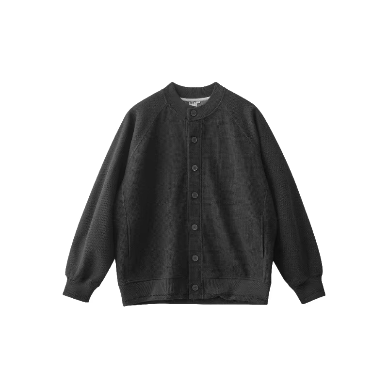 Cardigan ample à col baseball en maille gaufrée