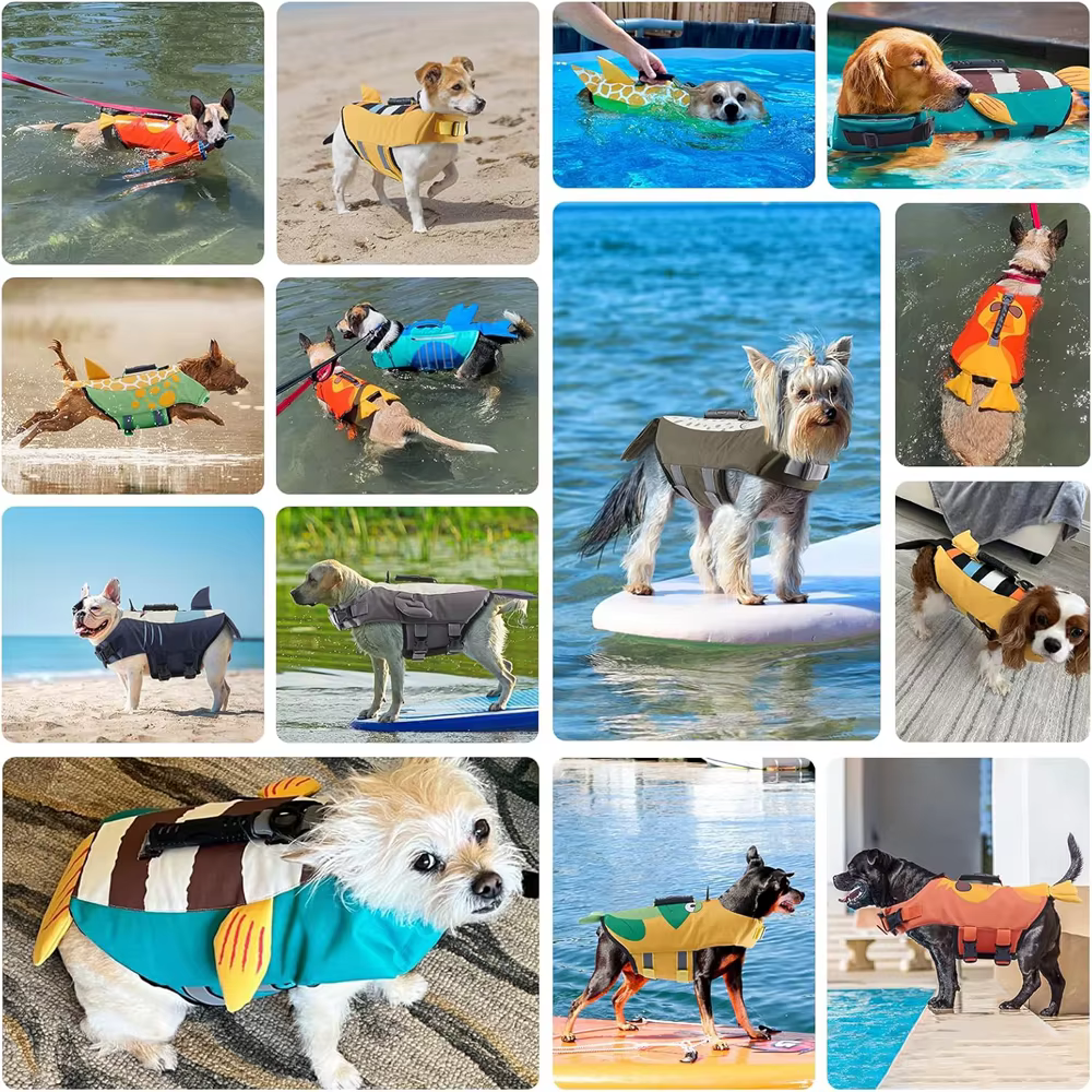 Gilet de flottaison pour chien, gilet de sauvetage pour la natation, gilets de flottaison, haute flottabilité, requin, animal de compagnie, glace de sécurité, petits, moyens et grands chiens