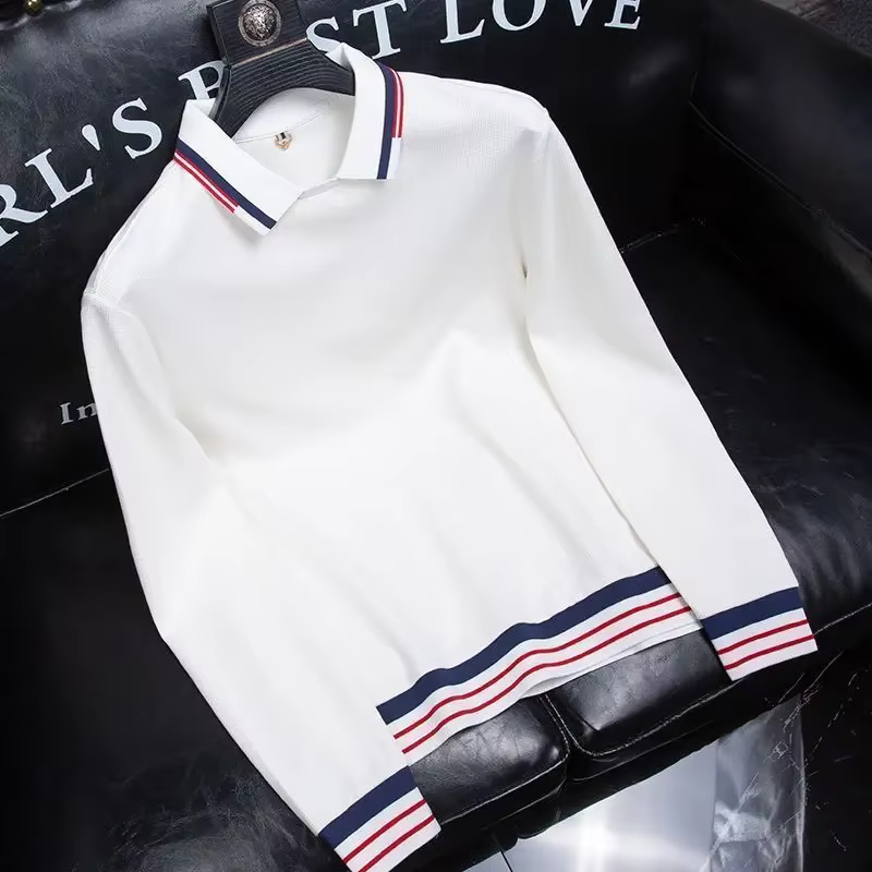 Sweat-shirt Slim Fit à Manches sulfpour Homme, Pull Moulant, Streetwear, Blanc, Polyester, Marque de Créateur, Polo, T-shirt, Taille S