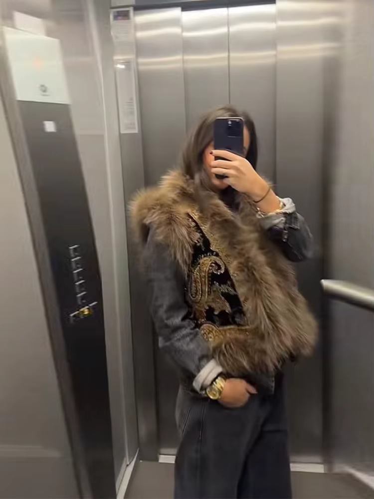 Veste à capuche à paillettes brillantes pour femmes