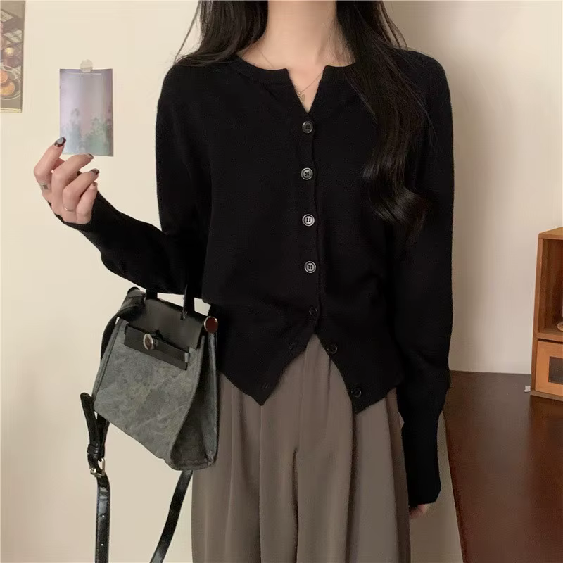 Cardigan en tricot décontracté pour femme, polyester 100%, couleurs gris kaki rose noir, tailles S M L' XL, pour automne hiver et occasions spéciales