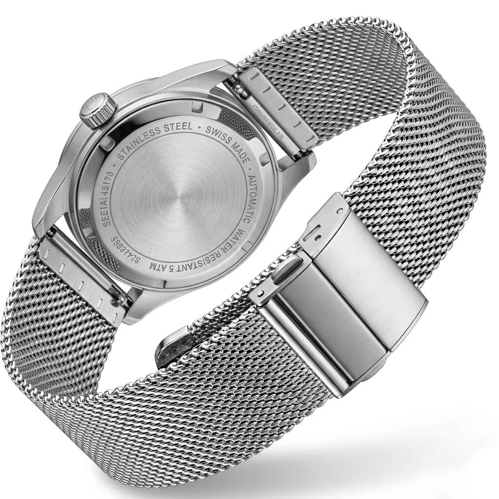 Bracelet de montre en maille milanaise, en acier inoxydable, argent, noir, fermoir à déploiement, 16mm, 18mm, 20mm, 22mm, 24mm