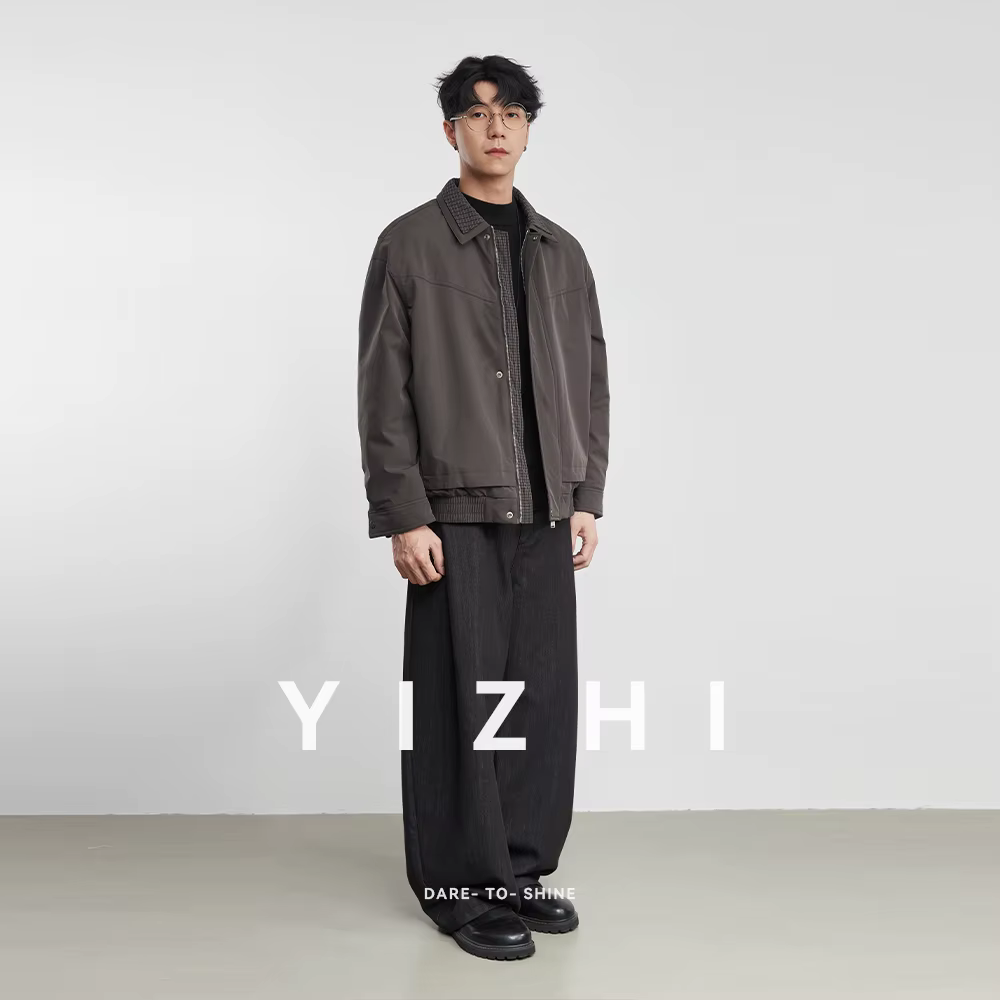 Veste en coton à col Patchwork pour homme, vêtement de travail polyvalent, rétro américain, à la mode, nouvelle collection automne-hiver 2025