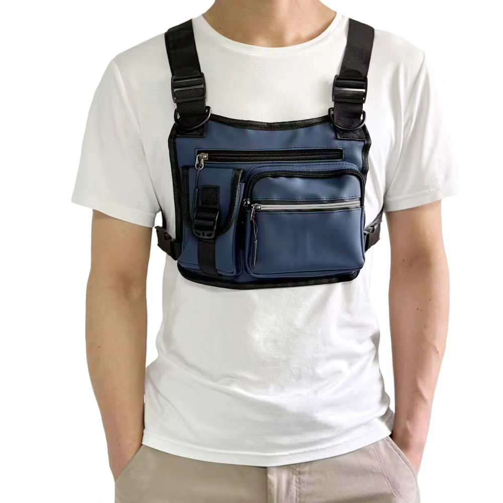 Sac de poitrine de gilet fonctionnel pour vêtements de travail, sac de gilet réfléchissant de marque tendance personnalisé, sac de gilet pour hommes en plein air de rue
