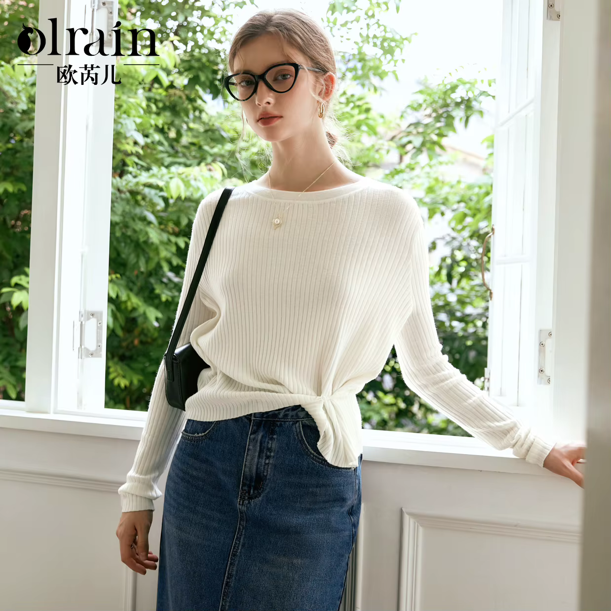 Pull en laine mélangée tricoté OLrain pour femme