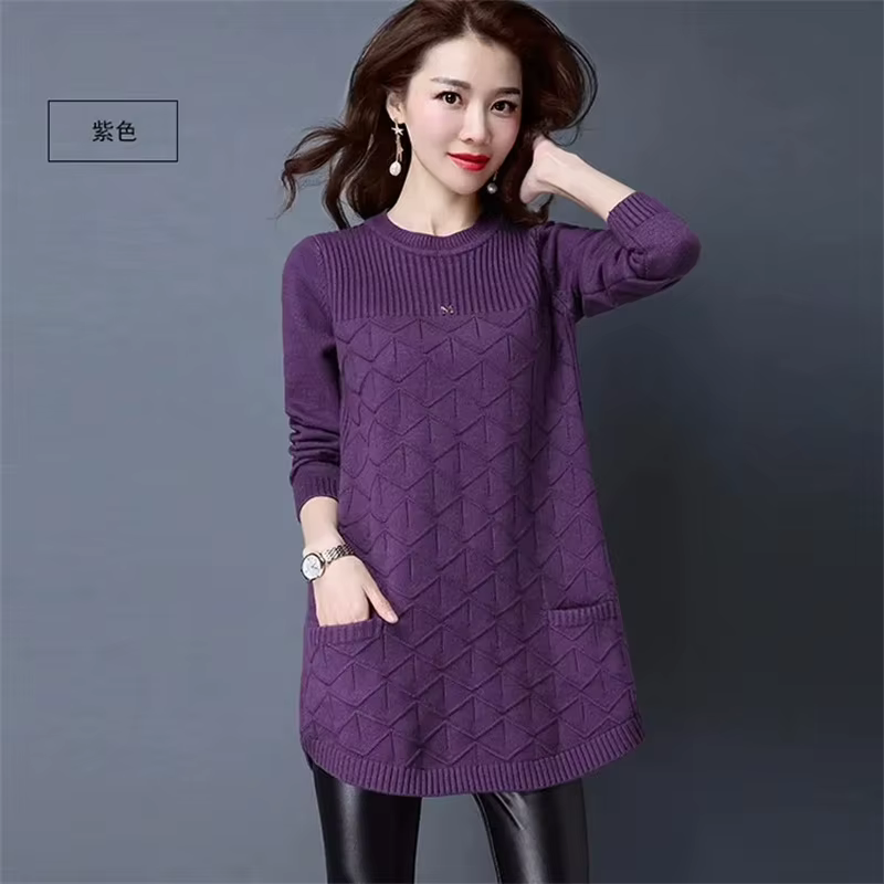 Nouvelles femmes pulls Long tricoté pull grande taille Femme printemps automne robe