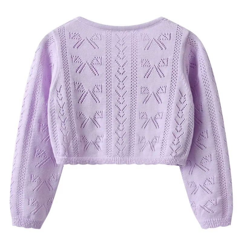 Pull en tricot avec nœuds et rubans pour filles