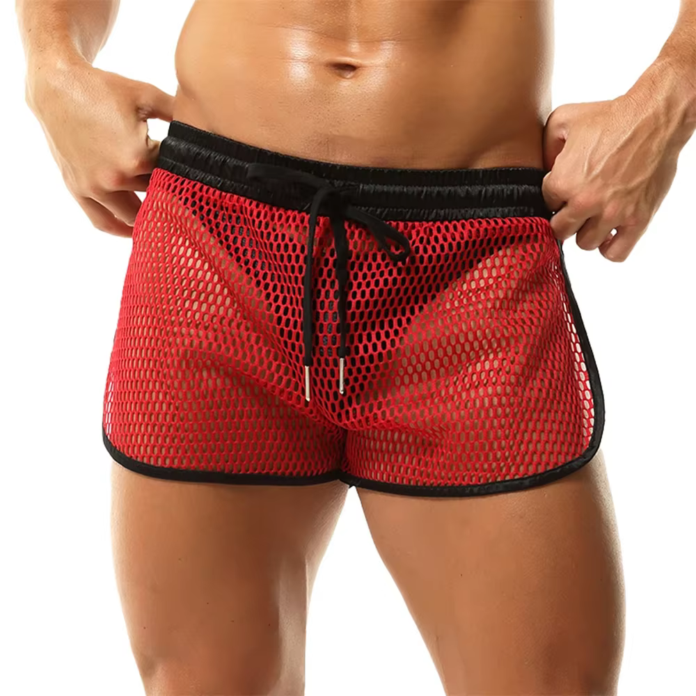 Shorts de sport pour hommes en maille respirante avec fentes latérales, style décontracté, coupe ample, pour la musculation, la course, la plage et la natation