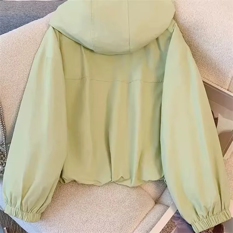 Veste à capuche pour femme, nouvelle collection printemps-automne 2026, manteau court à manches longues, vêtement de travail décontracté et polyvalent, avec fermeture éclair
