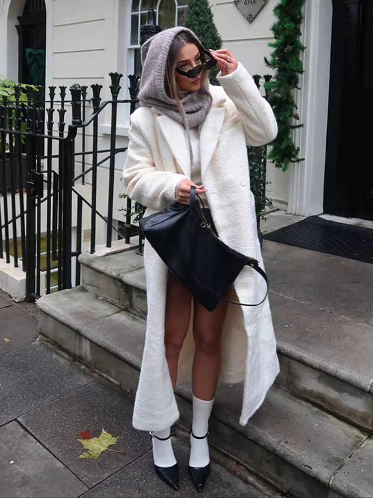 Manteaux longs pour femmes Teddy laine revers pardessus veste de luxe femme manches longues automne hiver manteau chaud Chic dame nouveaux vêtements d'extérieur