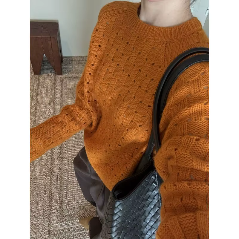 Pull en maille à lacets à manches longues pour femme - Collection Automne 2026 - Style décontracté et polyvalent