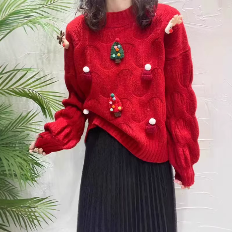 Pull rouge de noël du nouvel an pour femme