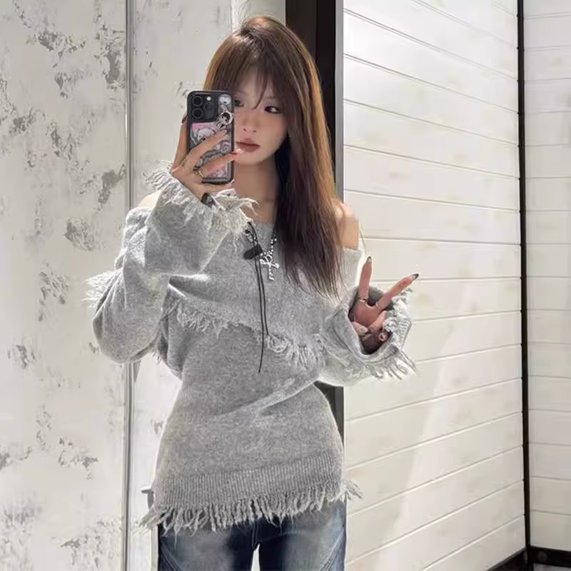 Pull à franges jaune élégant pour femmes