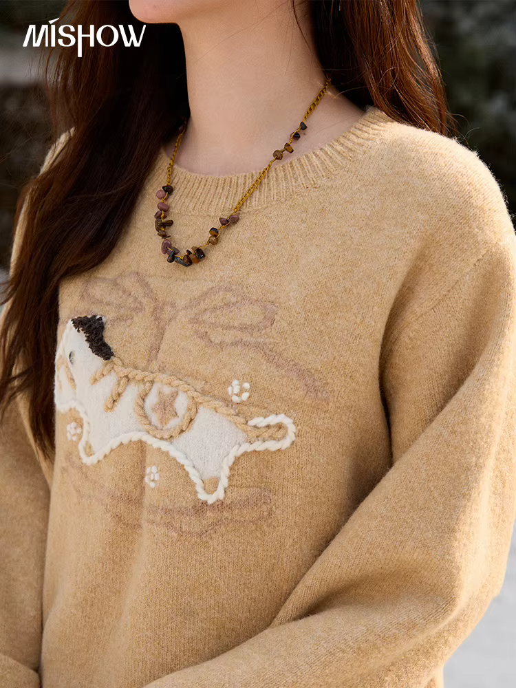 MISHOW pull Jacquard brodé à la main pour les femmes en automne hiver 2025