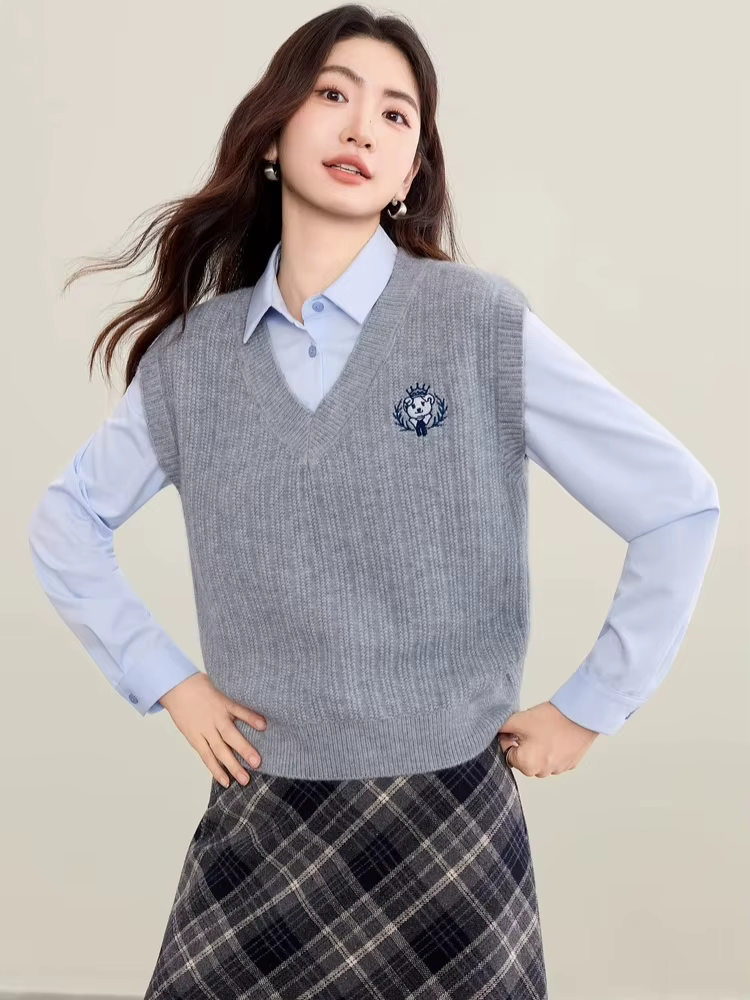 Gilet pull sans manches style universitaire pour femme SENTUBILA