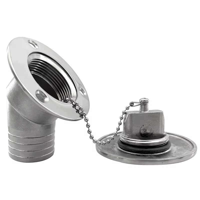 Bateau en acier inoxydable 316 1-1/2"(38mm)/2"(50mm) col coudé 45 °   Matériel de remplissage/bouchon de remplissage de pont d'eau sans clé à travers le matériel du coque
