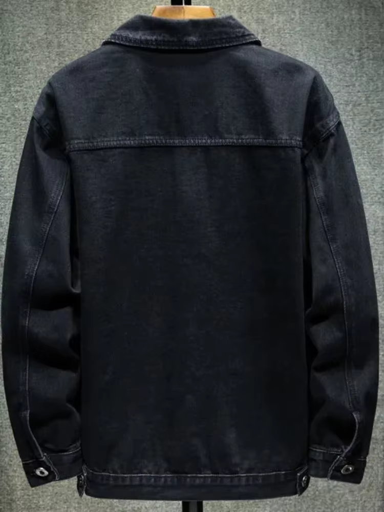 Vestes en jean cargo pour hommes, manteau en jean noir, vêtements à bas prix, tissu à bord, designer élastique, style coréen G, automne