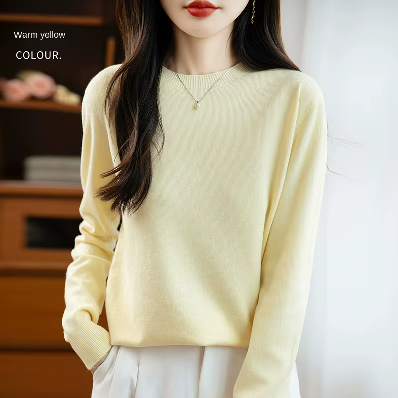 Femmes pull col rond automne hiver basique 100% Andy velours chaud décontracté Pulls