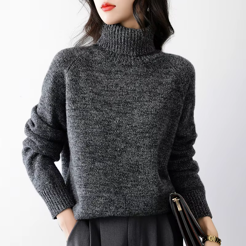Pull à col roulé en laine de cachemire pour femme