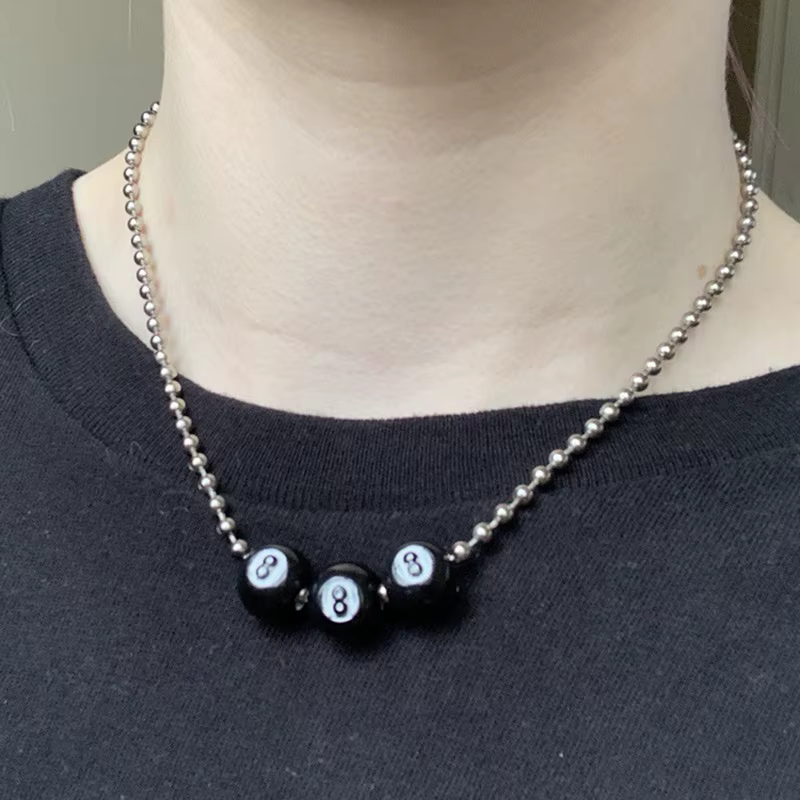 Mode européenne Hip Hop noir boule de billard pendentif collier Punk Rock cou chaînes tour de cou pour hommes femmes amant bijoux fête nouveau