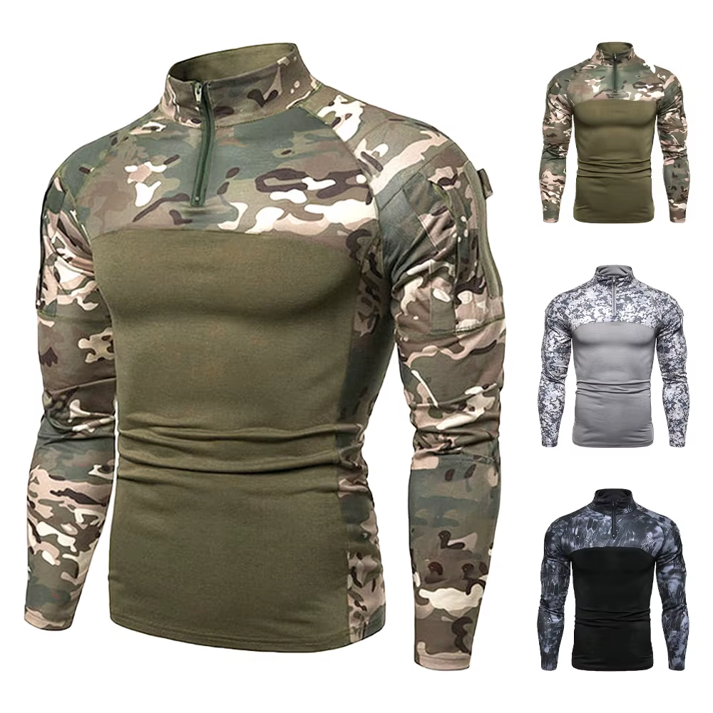 Sweat-shirt tactique à capuche pour hommes, pull d'extérieur à manches longues, léger, col montant, coupe cintrée, printemps-automne