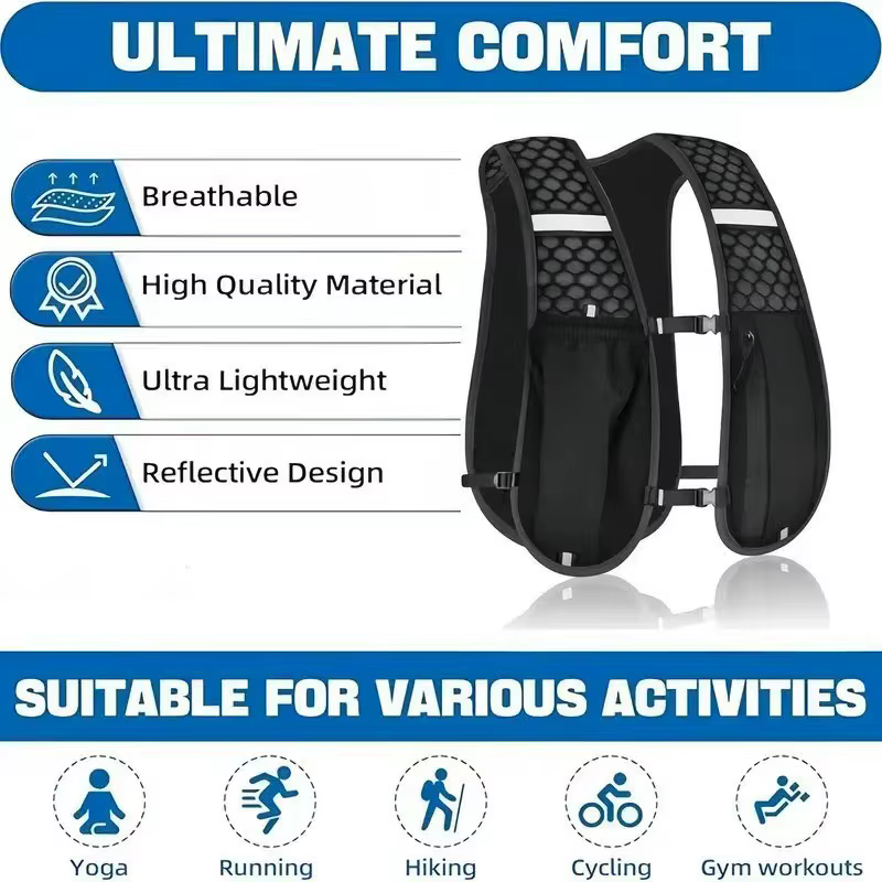 Gilet d'hydratation pour la course à pied pour femmes et hommes, résistant à l'eau, respirant, sac à dos pour la course avec poche pour téléphone