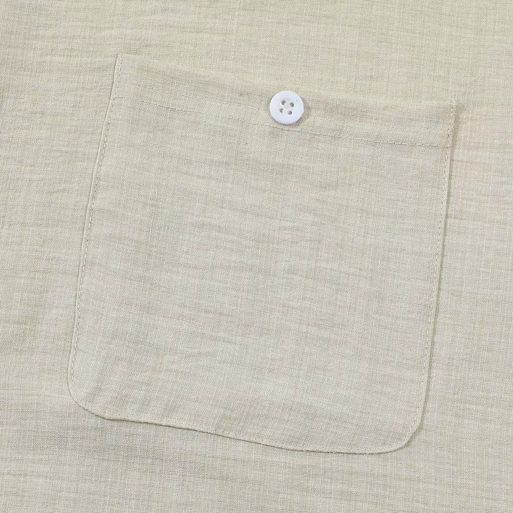 Chemise Henley à col montant pour homme, aspect lin, décontractée, manches courtes, boutonnée, légère, t-shirt d'été pour la plage