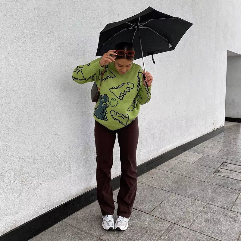 Pull Surdimensionné à Manches sulfet Col Rond pour Femme