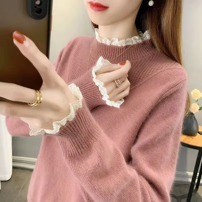 Pull en maille à col roulé pour femme