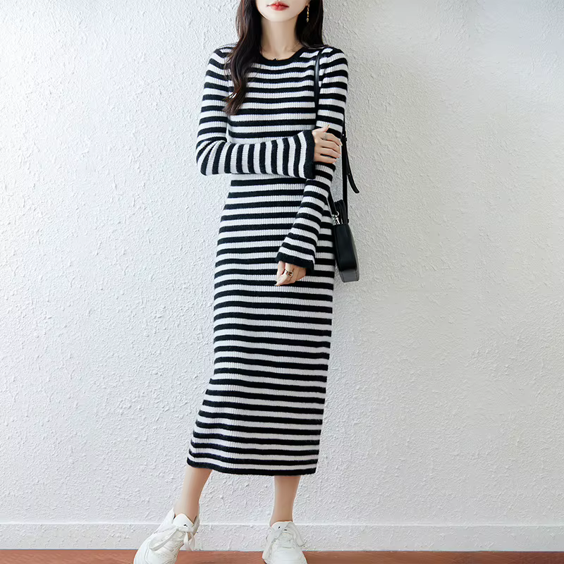 Jupe pull longue rayée