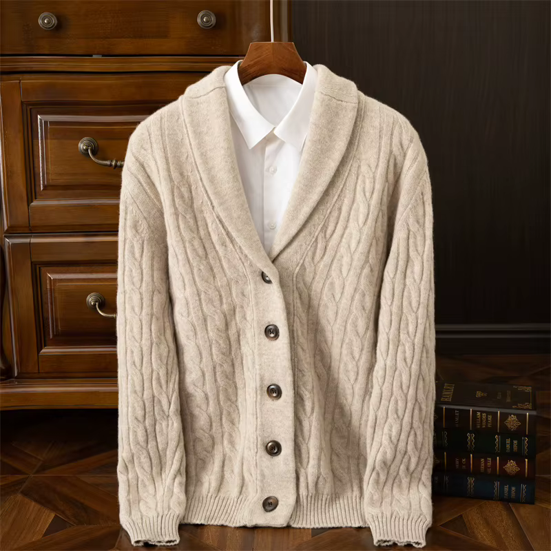 Pull en laine pour homme, boutonné, en cachemire épais, tricoté, ample et chaud, pour l'automne et l'hiver