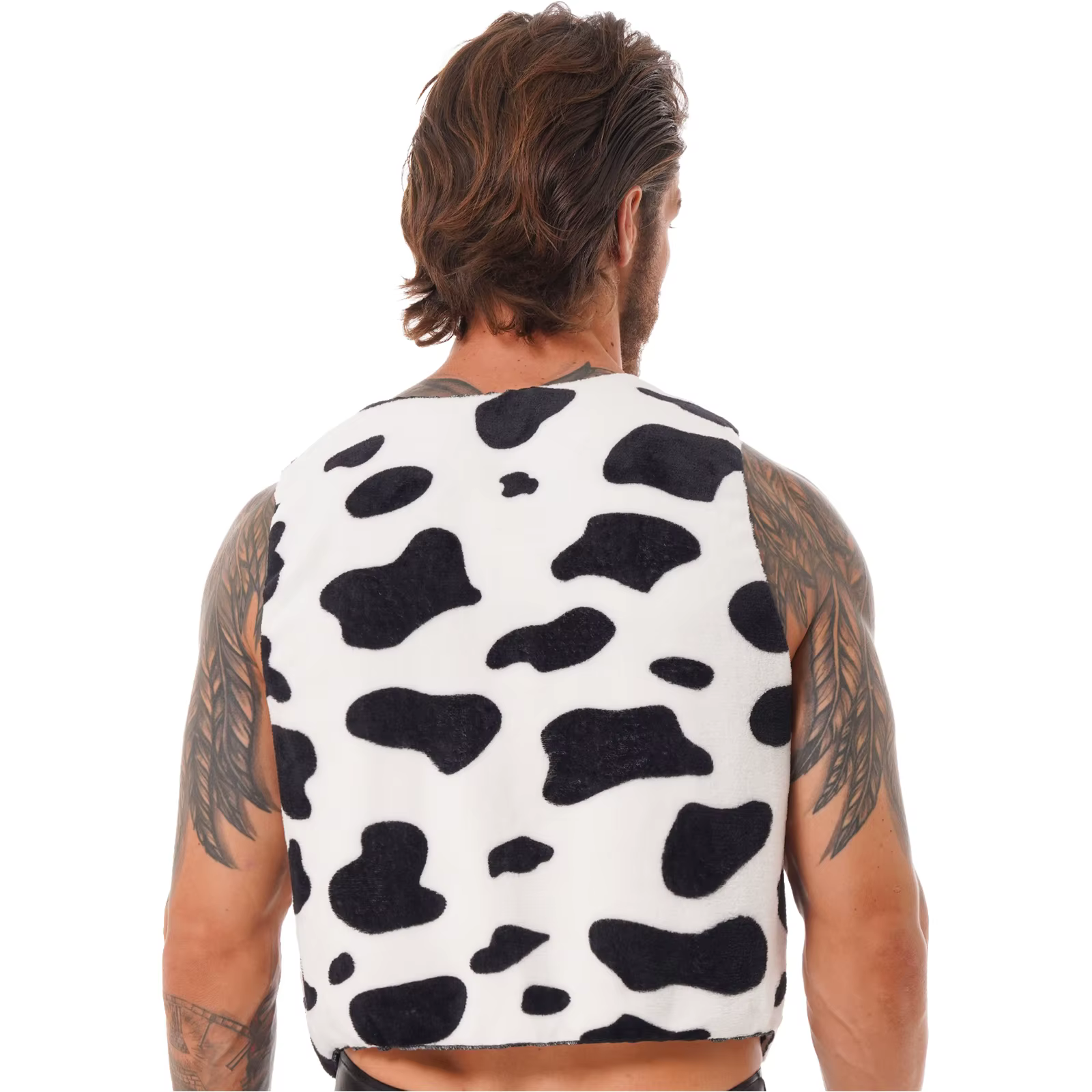 Gilet imprimé vache occidentale pour hommes, Costumes Hippie Vintage pour adultes, gilet sans manches ouvert sur le devant pour Halloween, Cosplay, fête de carnaval