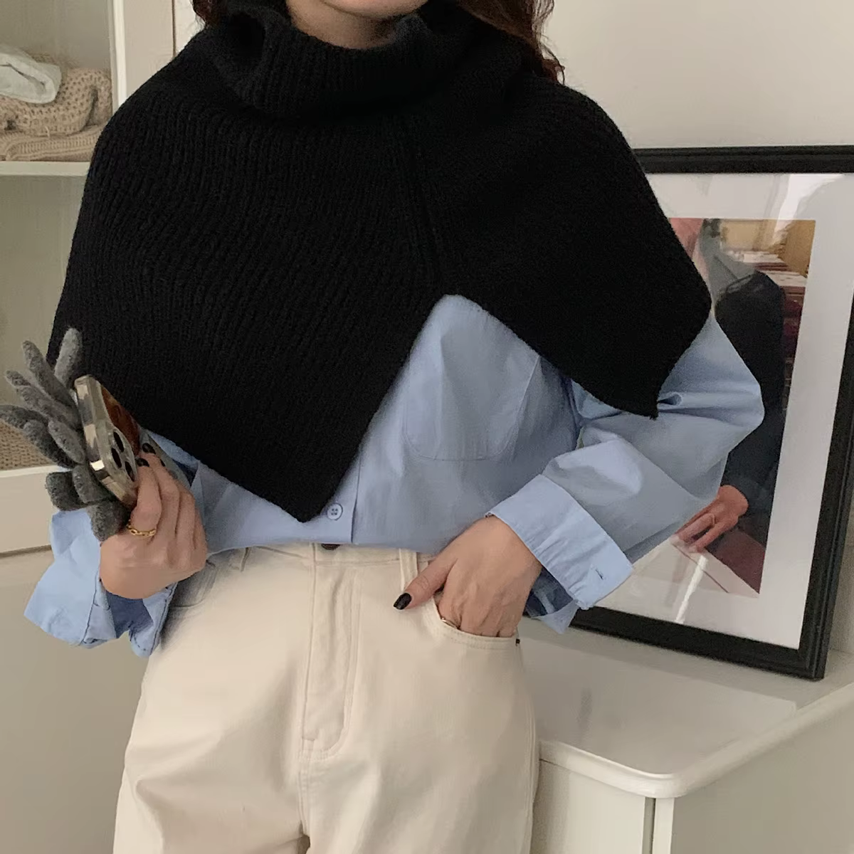 Pull écharpe col roulé Furcal foulard hiver femmes